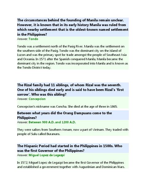 philippine history trivia|Philippine History .
